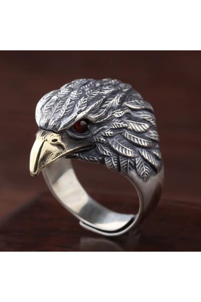 FG KONNİCHİWA Gothic Vintage Vintage Wolf Bull Cat Skull Hawk Rings for Men W...