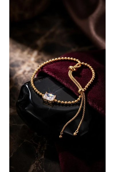 ZEY Steel Bracelet Gold Color Square Zircon Stone Elevator Chain Women's Bracelet