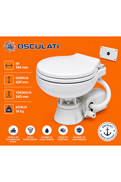 OSCULATI tekne marin tuvalet 12 volt KÜÇÜK TAŞ