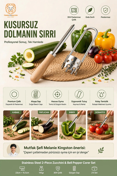 Transformacion Stainless Steel 2-Piece Professional Gourd and Stuffed Pepper ...