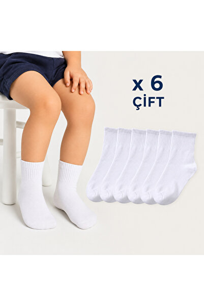 Çorap Çekmecesi Children's Tennis Socks Model 6 Pairs White