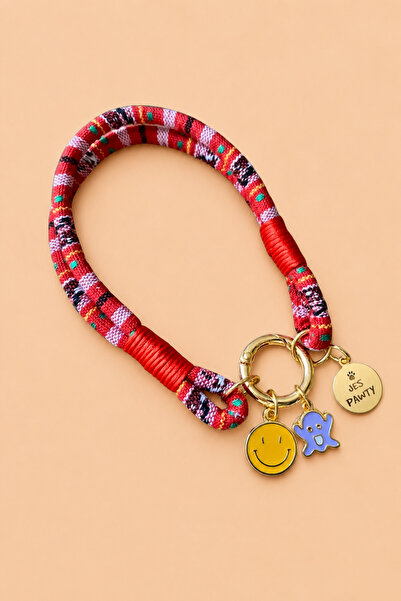 JesPawty Kırmızı Ip Halat Kedi Köpek Kolyesi Charm Uçlu