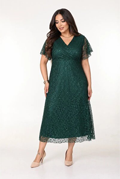 hazelin Γυναικείο Σμαραγδί Πράσινο Φόρεμα Βραδινό Φόρεμα με Διπλό Στήθος και ...