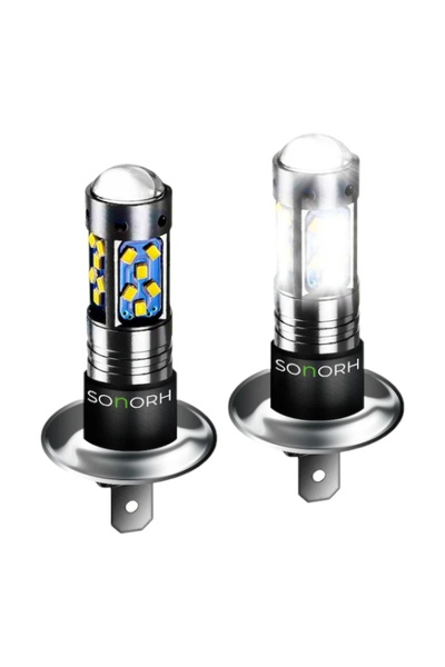 E-ANAMAG Σετ 2 λαμπτήρων LED H3 αυτοκινήτου με μεγεθυντικό φακό, 60W, 27 SMD,...