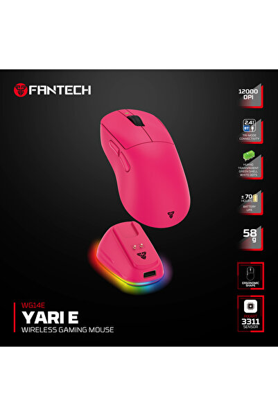 OYUNCU BAYKUŞ FANTECH YARI E - Şarj Docklu Kablosuz RGB Ergo Oyuncu Mouse (2....