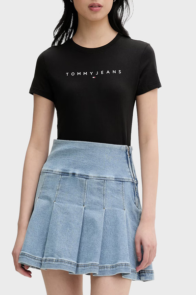 Tommy Jeans Βαμβακερό μπλουζάκι με λογότυπο και λαιμόκοψη ποδηλάτου T SHIRT D...