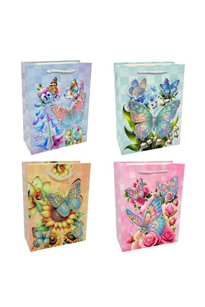 AFO Set 12 Pungi Cadou Flori si Fluturi 3D Mixt 18x23x10