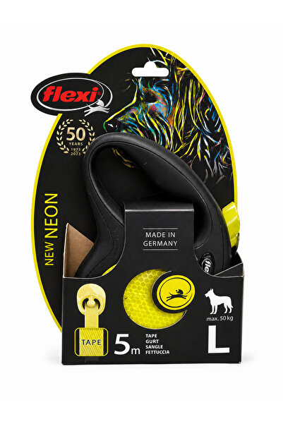 Flexi New Neon Otomatik Köpek Gezdirme Kayışı Neon- Siyah L / 5 Metre / Max 5...
