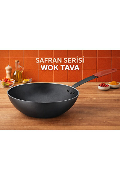 Net Çelik Safran Serisi Endüstriyel Wok Tava 28 cm