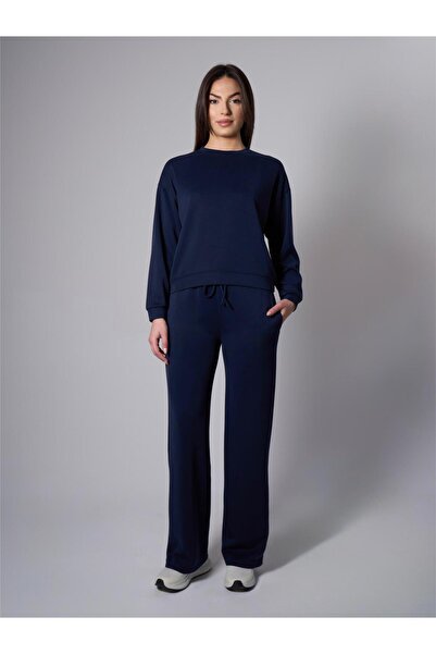 Superstacy Nora High Waist Modal Navy Blue Trousers