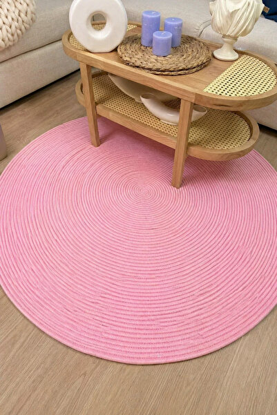 MaVaux Oval Jüt Yuvarlak Hasır Görünümlü Klasik Halı Kilim