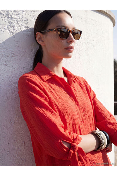 LC Waikiki Red Poplin Women's Shirt