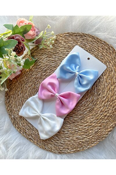 aysskids Pastel Colors Satin Bow 3-Piece Girls' Baby Buckle