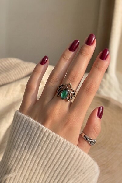 Sevil Gülgün Atelier Authentic Handmade Natural Stone Bronze Ring - Bohemian Design Adjustable