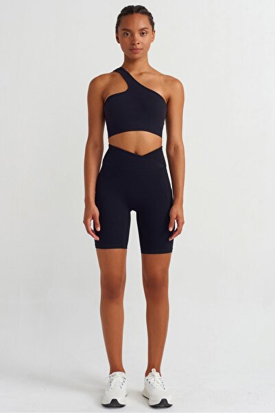 COMEUP Αθλητικό σορτς με τσέπες και V-σχήμα στη μέση, μαύρο