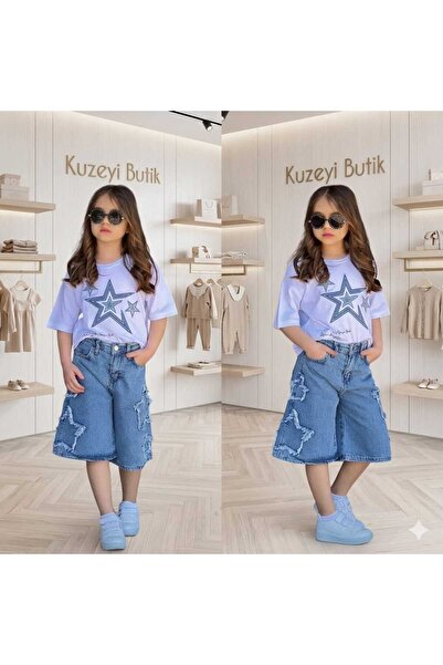 Kuzeyi Butik Κοριτσίστικο εορταστικό σετ με κέντημα αστεριών - Σορτς τζιν και...
