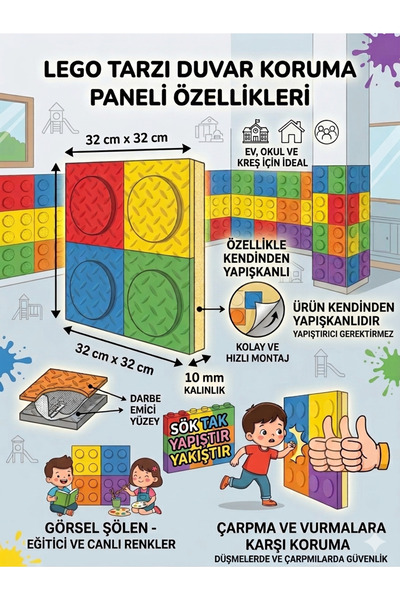 AFFECTİONE LEGO DUVAR KORUMA ( panel eva tatami zemin )