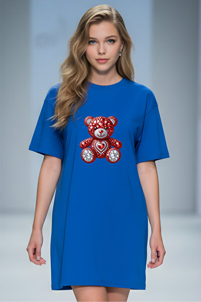 HOFFNUNG Γυναικείο κοντομάνικο μπλουζάκι με λαιμόκοψη Φόρεμα νυχτικό