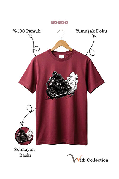 WİDİ Μπλουζάκι Unisex με σχέδιο Racing Motor Drift, 100% βαμβάκι, κανονική εφ...