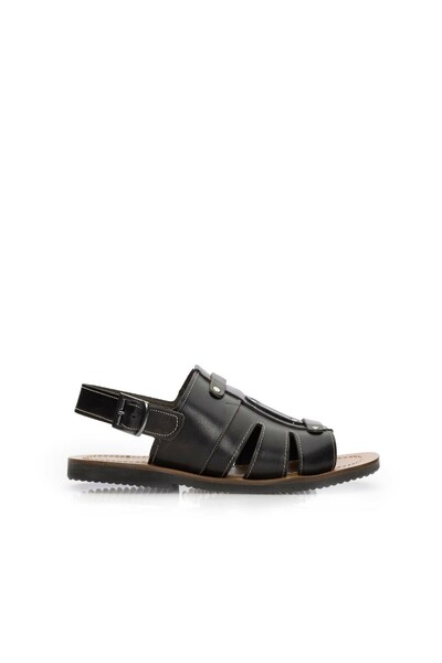 UrbanShoes Sandale barbati din piele naturala - 2002 Negru Box