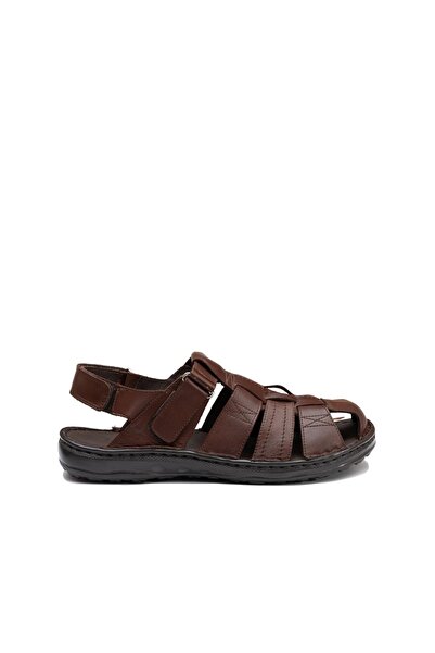 UrbanShoes Sandale bărbați din piele naturală, Leofex - 141 Red Wood Box