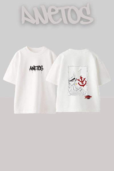 Anetos Μπλουζάκι Vegeta Prince Design με στάμπα στην πλάτη, βαμβακερό, λευκό,...