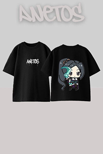 Anetos Μπλουζάκι Sage Valorant Design με στάμπα στην πλάτη, βαμβακερό μαύρο o...