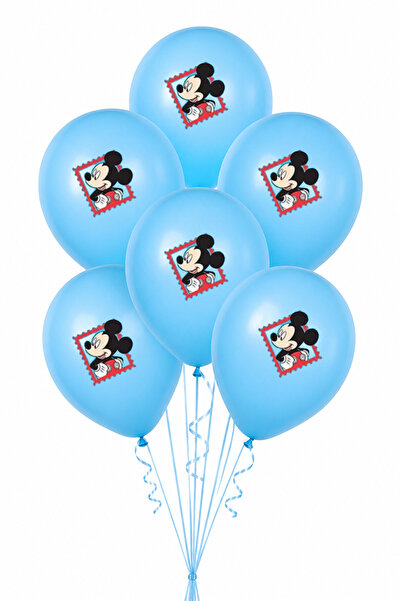 Parti dolabı 6lı Mickey Mouse Mavi Lateks Doğum Günü Balonu Karakterli Çizgi ...