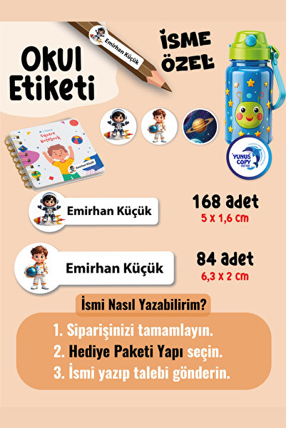 YUNUS COPY Okul Etiketi Kalem Defter Etiketi Astrox Özel İsim Yazılabilen Eti...