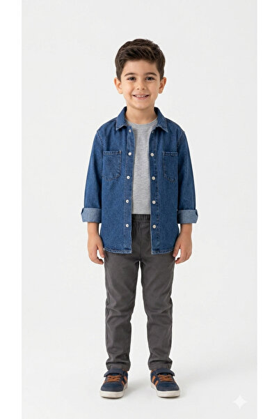 ADA YILDIZ KİDS Μακρυμάνικο πουκάμισο σε μπλε χρώμα για αγόρια 8/13 ετών