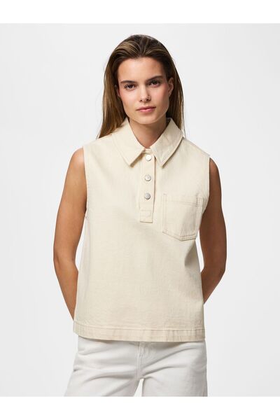 PIECES Oberteil PCGRACE DENIM POLO