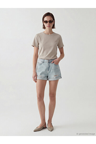 LC Waikiki Distressed Detail Women's Denim Shorts