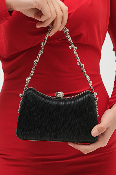 ROZA CANTA Μαύρο Γυναικείο Βραδινό Φόρεμα Γαμήλια Τσάντα Laser