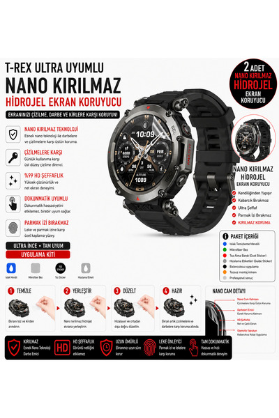 Astakos واقي شاشة هيدروجيل نانو غير قابل للكسر متوافق مع Amazfit trex ultra 4...