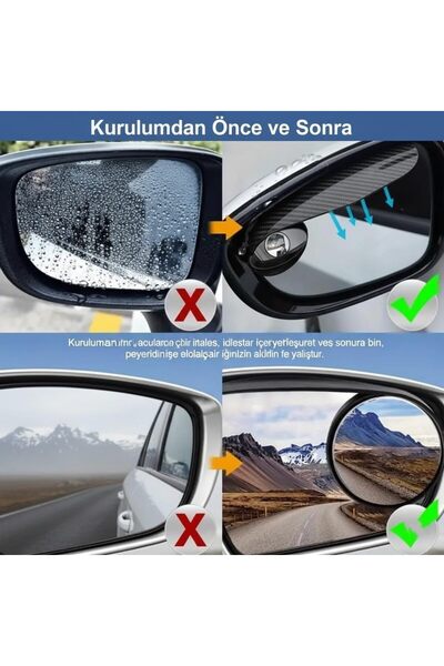 TUMKE Oto Araç Kör Nokta Aynası 360 Derece Dönebilir Karbon Şapkalı Araç Aynası Ayarlanabilir Geçmeli