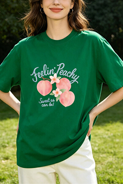Fleck تي شيرت نسائي بطباعة جرافيكية من Feelin Peachy Sweet As Can Be، قميص صي...
