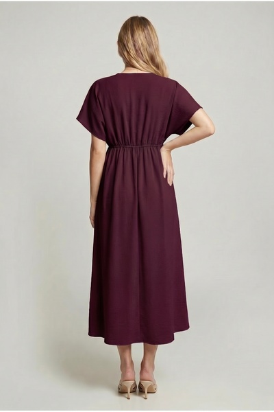 LYN MAMA Olivia Elbise Uzun - Bordo