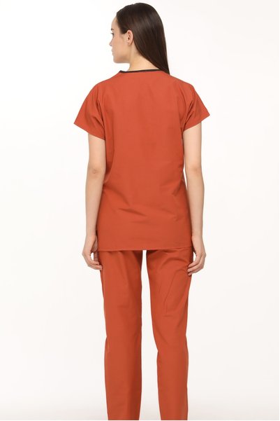 scrubso Nova V Yaka Tile Color Lycra-Free Thin Fabric Nurse Doctor Uniform Set