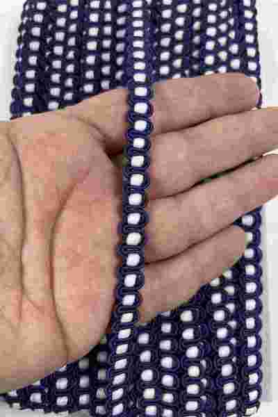 Hobigram Navy Blue White Nora Premium Chain Form Woven Decorative Ribbon – 5 ...