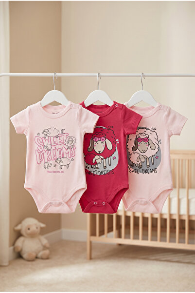 Shoebuo 100% Cotton 3-Piece Baby Bodysuit Set – Long Sleeves, Soft Texture, B...