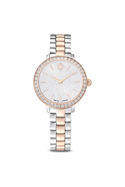 Swarovski Matrix Saat İsviçre Üretimi Metal Bileklik Gümüş Ton Pembe Altın Re...