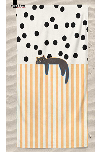 Marte Home CAT - RENKLİ KEDİ BASKILI PLAJ HAVLUSU - 75x150 CM