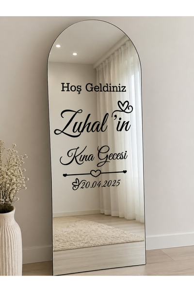 levvas Ayna Yazısı Kişiye Özel Düğün Nişan Kına Gecesi Giriş Sticker İsimli T...
