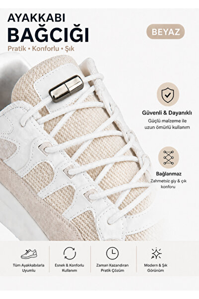 AiryFooT Vidalı Kilitli Akıllı Yuvarlak Bağcık, Elastik Pratik Ayakkabı Bağcı...