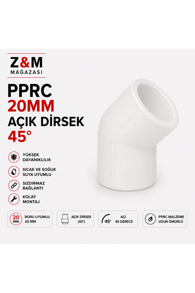 20mm PPRC Açık Dirsek 45° (60 adet)