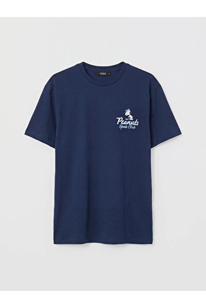 LC Waikiki Γυναικείο μπλουζάκι Navy Blue Crew Neck με στάμπα Snoopy