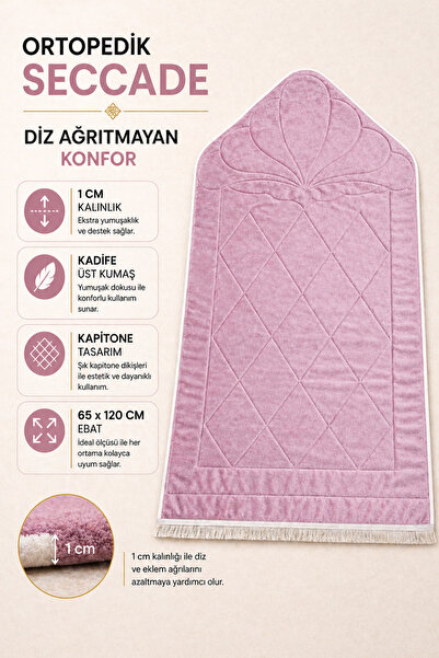 Hig Store Kadife Kapitone Seccade Diz Konforu Sağlayan 65 x 120 cm