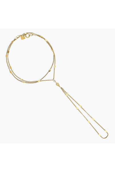 Goldium Jewellery Goldium Minimal Taşlı Uzun Elmas Aynalı Zincir Tek Tur Şahm...