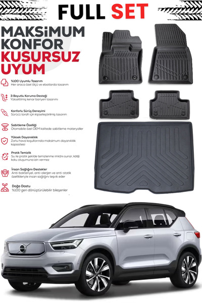 ko kaliteoto Volvo EX40 2026 Model 3D Yumuşak Bagaj Havuzu 4D Havuzlu Paspas ...