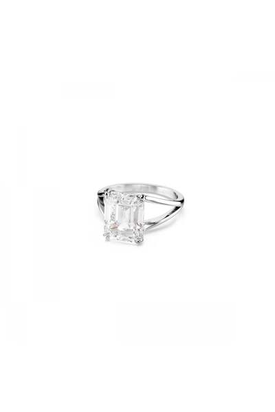 Swarovski Stilla Kokteyl Yüzük Octagon Cut Beyaz Rodyum Kaplama 60